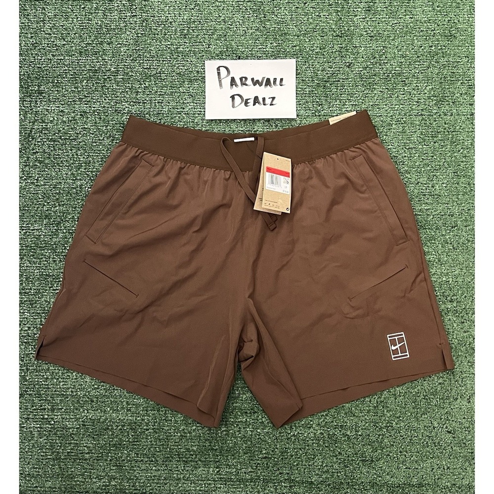 Nike Court Dri-Fit Advantage 6" Tennis Shorts Brown Mens Size Large FZ6913-259